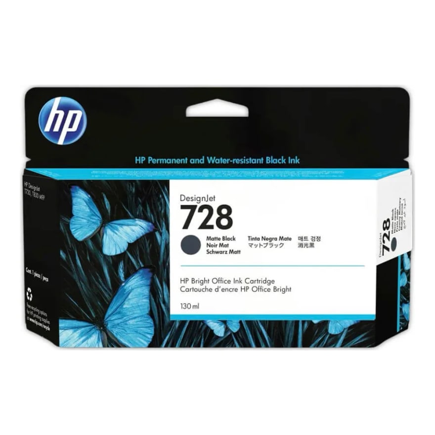 Tinta HP Designjet Ink 728 Negro Mate T730 T830 130ml 3WX25A