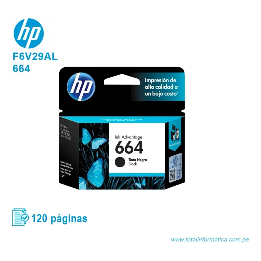 Tinta HP 664 Negro ADV2135 120 pág. F6V29AL