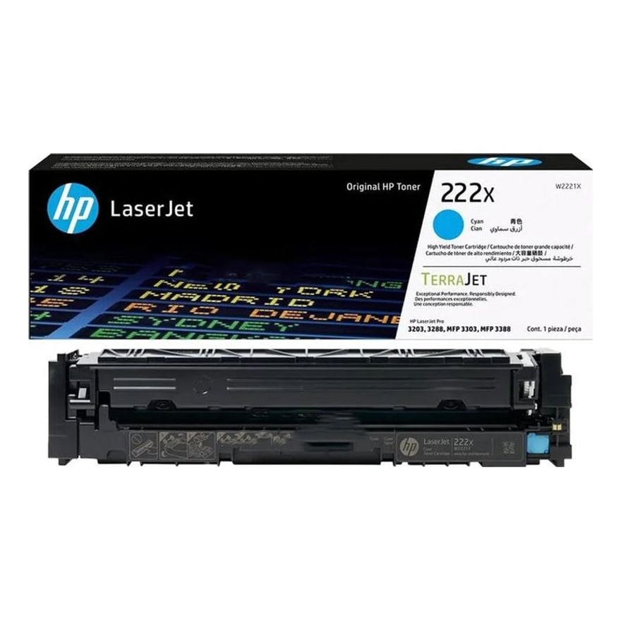 Tóner HP 222X Cyan LaserJet 3201/3202/3303 2500 pág. W2221X