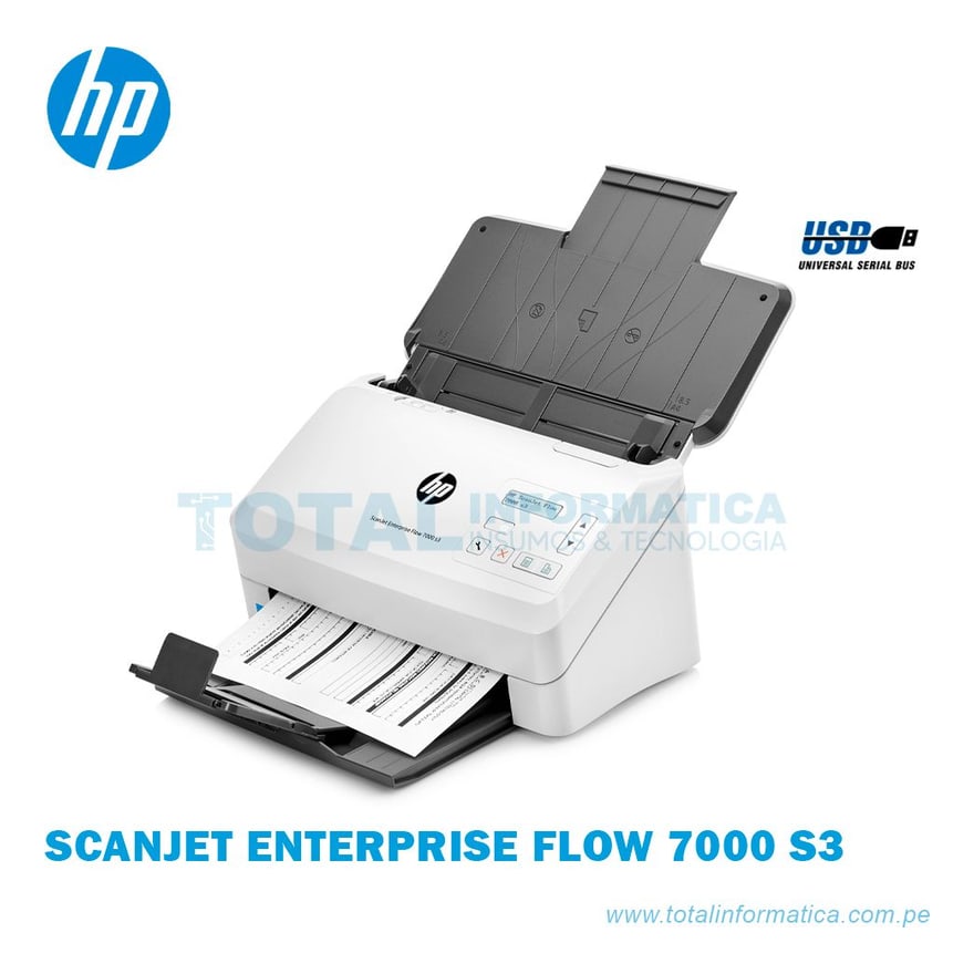 Escáner HP Scanjet Enterprise Flow 7000 S3 Velocidad de Escaneo 75PPM 150 IPM