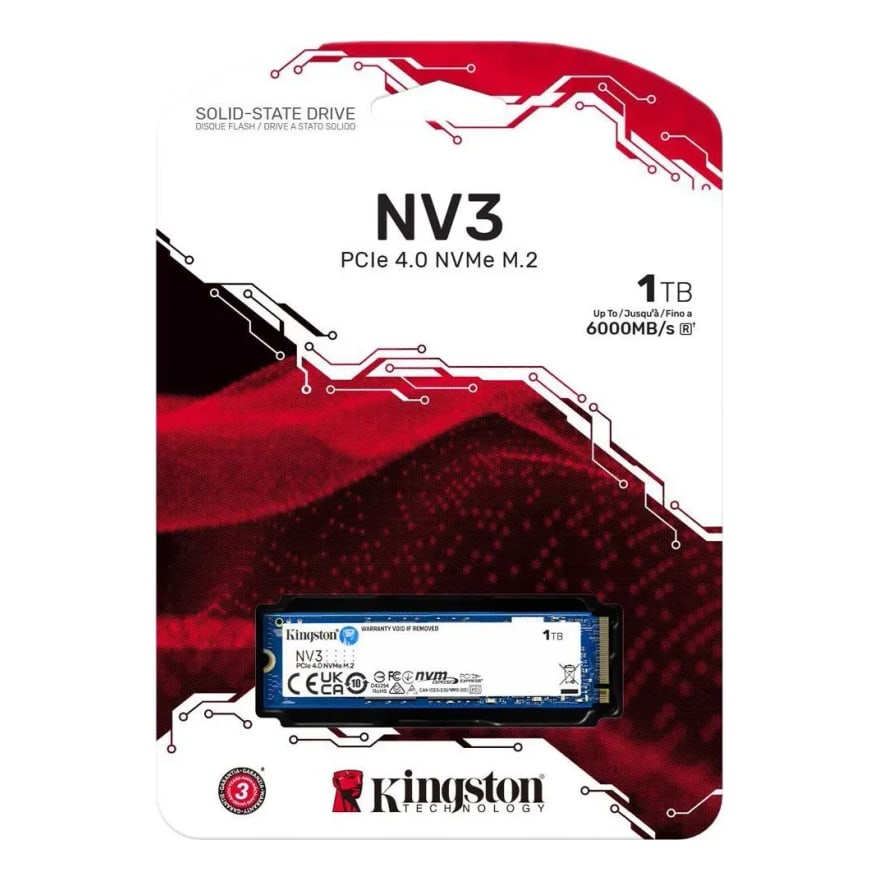 SSD Kingston 1TB NV3 M.2 2280 NVME SSD UP TO 6000 MB