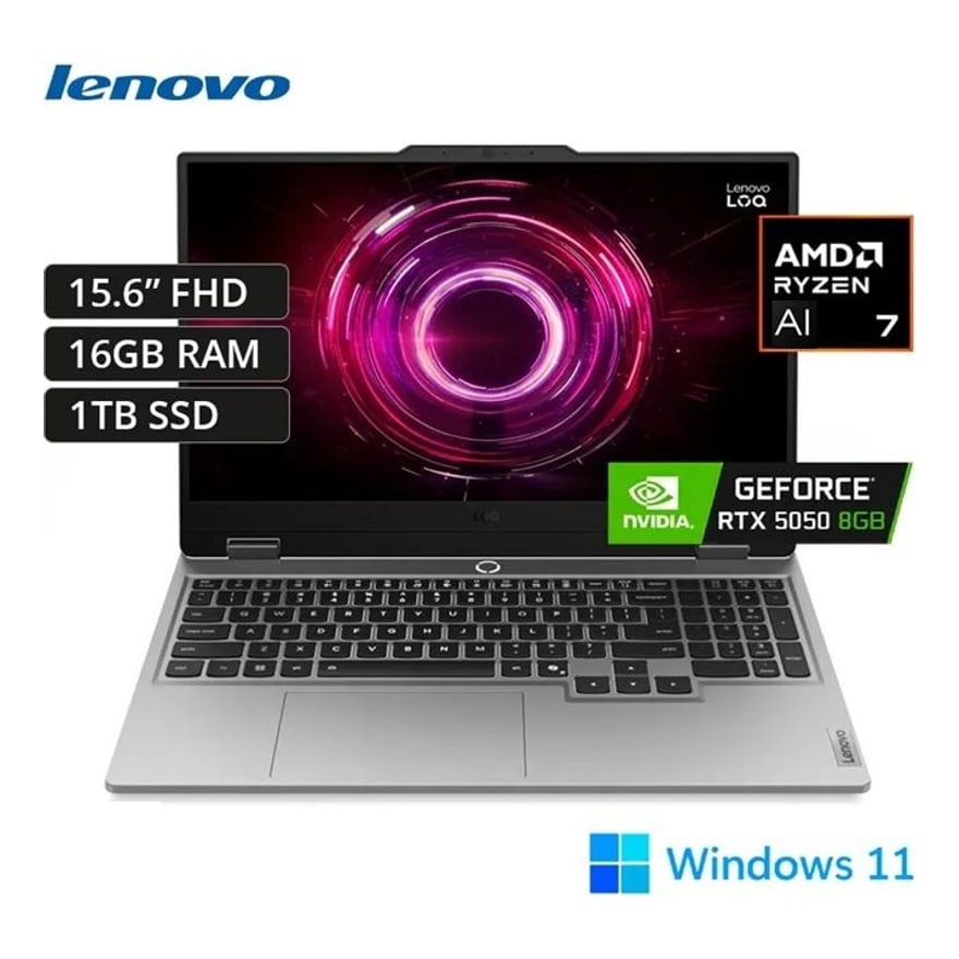 Laptop Lenovo Loq 15AHP10 Ryzen 7 250 16GB/1TB 5060 8GB/15.6 FHD Backlit
