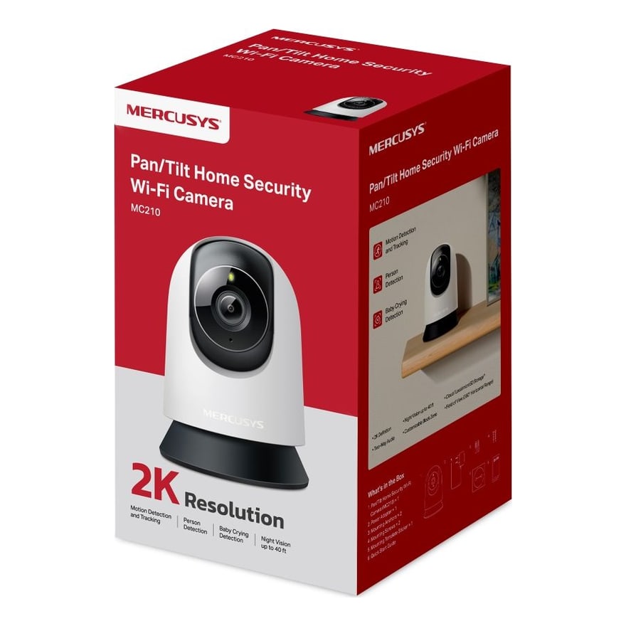 Cámara Mercusys MC210 2K Visión Nocturna Audio Doble Via microSD 512GB