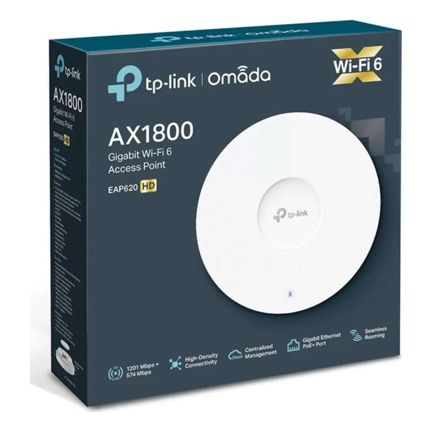 Access Point TP-Link EAP620HD, AX1800, Dual Band, Mu-mimo, Alta Densidad, Poe, Omada