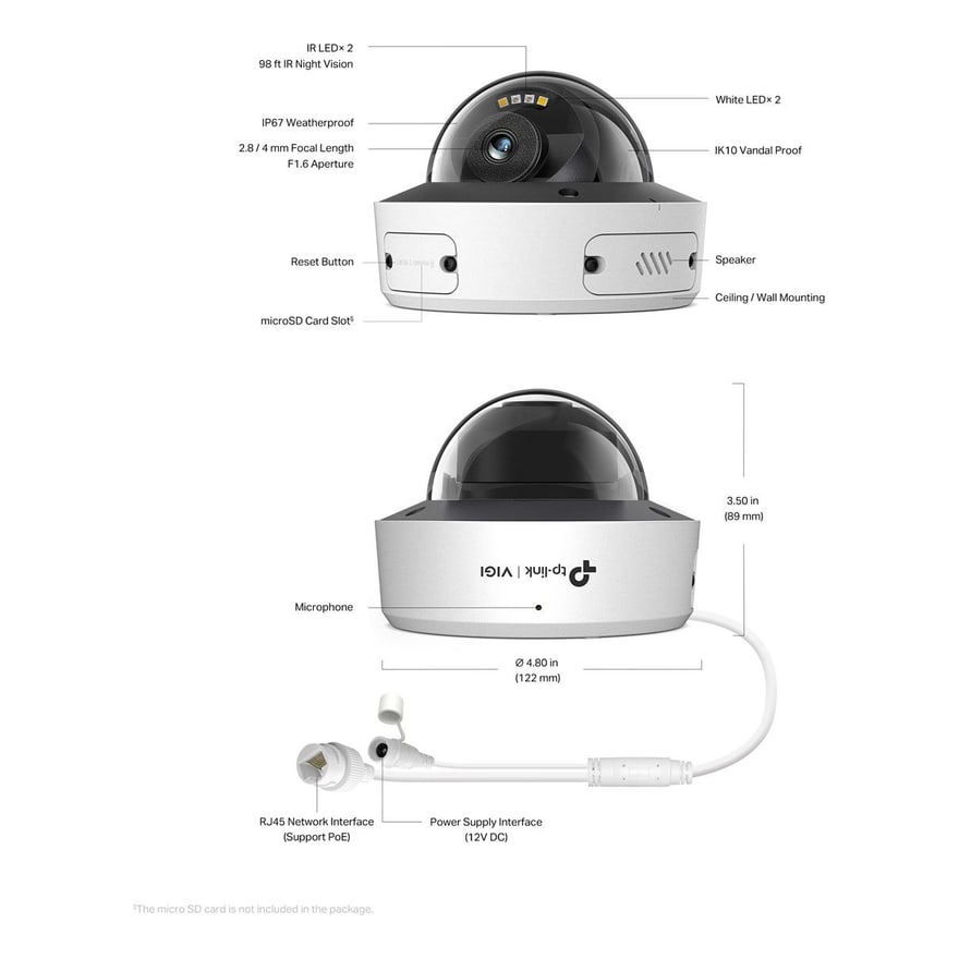 Cámara TP-Link Insight S285 2.88mm 8MP Detec.mov.