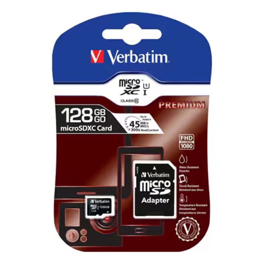 Tarjeta Micro Verbatim SD 44085 128GB Clase 10 Adaptador SD
