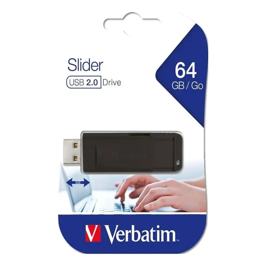 Memoria USB Verbatim 64GB Slider Negro USB 2.0